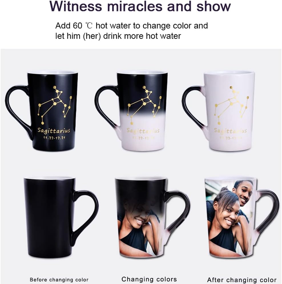 Tazas de constelación de café con foto personalizada, tazas sensibles al calor que cambian de color, tazas personalizadas, regalos personalizados