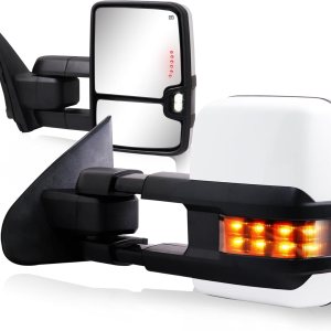 Espejos de remolque 2014-2018 Chevy Silverado GMC Sierra con luz de funcionamiento, luz de señal de giro, luz de respaldo, calefacción, vidrio Espejos de remolque 2014-2018 Chevy Silverado GMC Sierra con luz de funcionamiento, luz de señal de giro, luz de respaldo, calefacción, vidrio