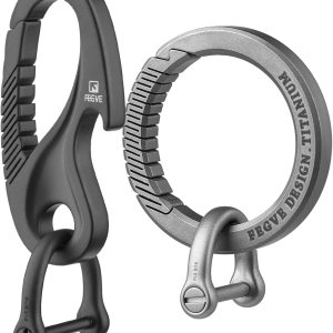 TISUR Llavero mosquetón de titanio + clip de mosquetón redondo de titanio TISUR TISUR Llavero mosquetón de titanio + clip de mosquetón redondo de titanio TISUR