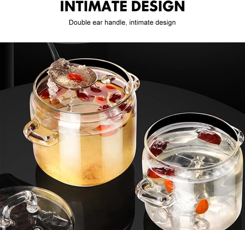 Tazón de ramen – Cacerola de vidrio con tapa, olla de cocina con tapa, olla de cocción escaldada, olla de pasta de cristal transparente de 11.8 fl
