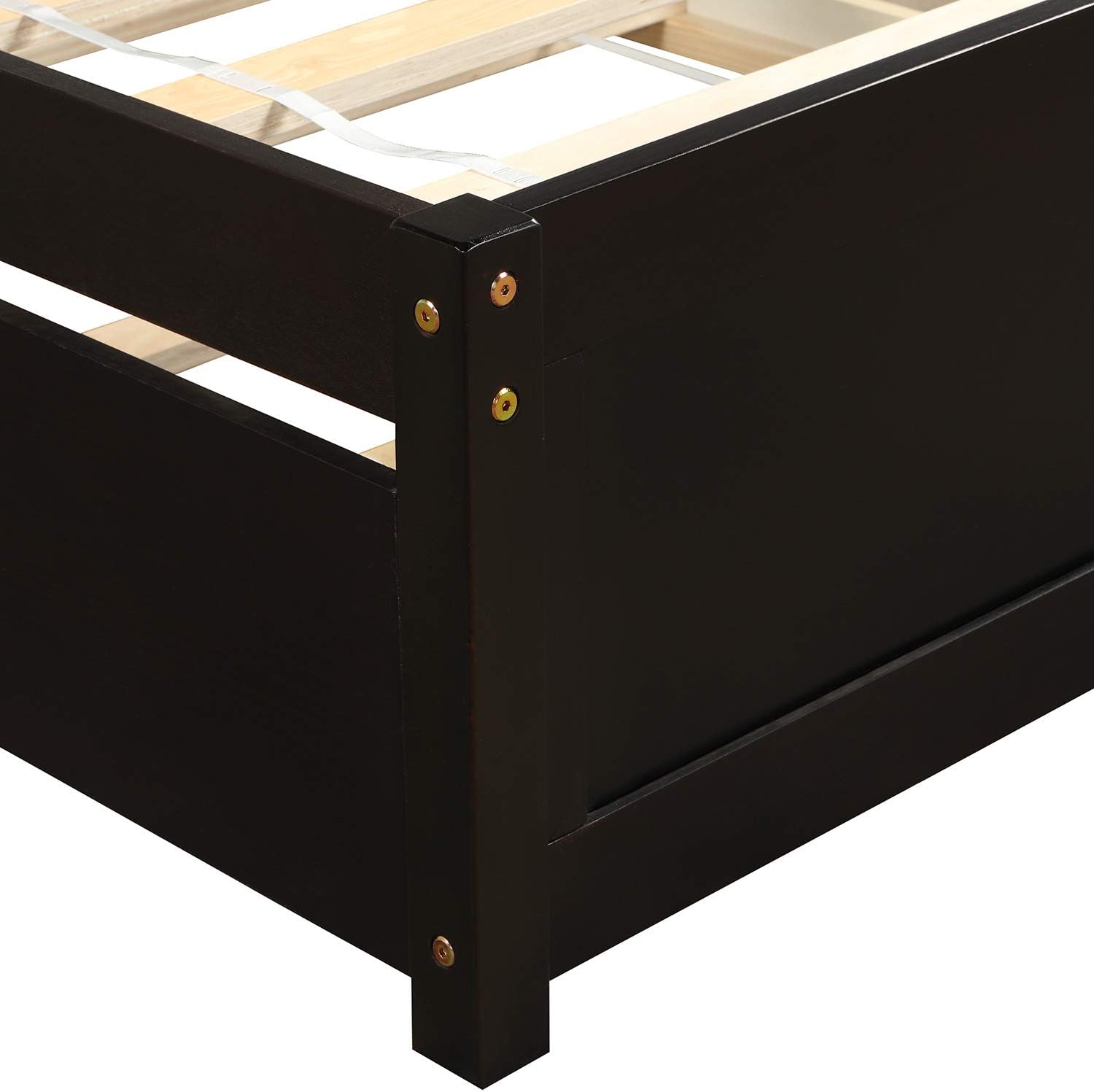 Harper & Bright Designs Cama individual con cama nido, cama individual de plataforma de madera con cabecera y base de colchón estribo, fuerte