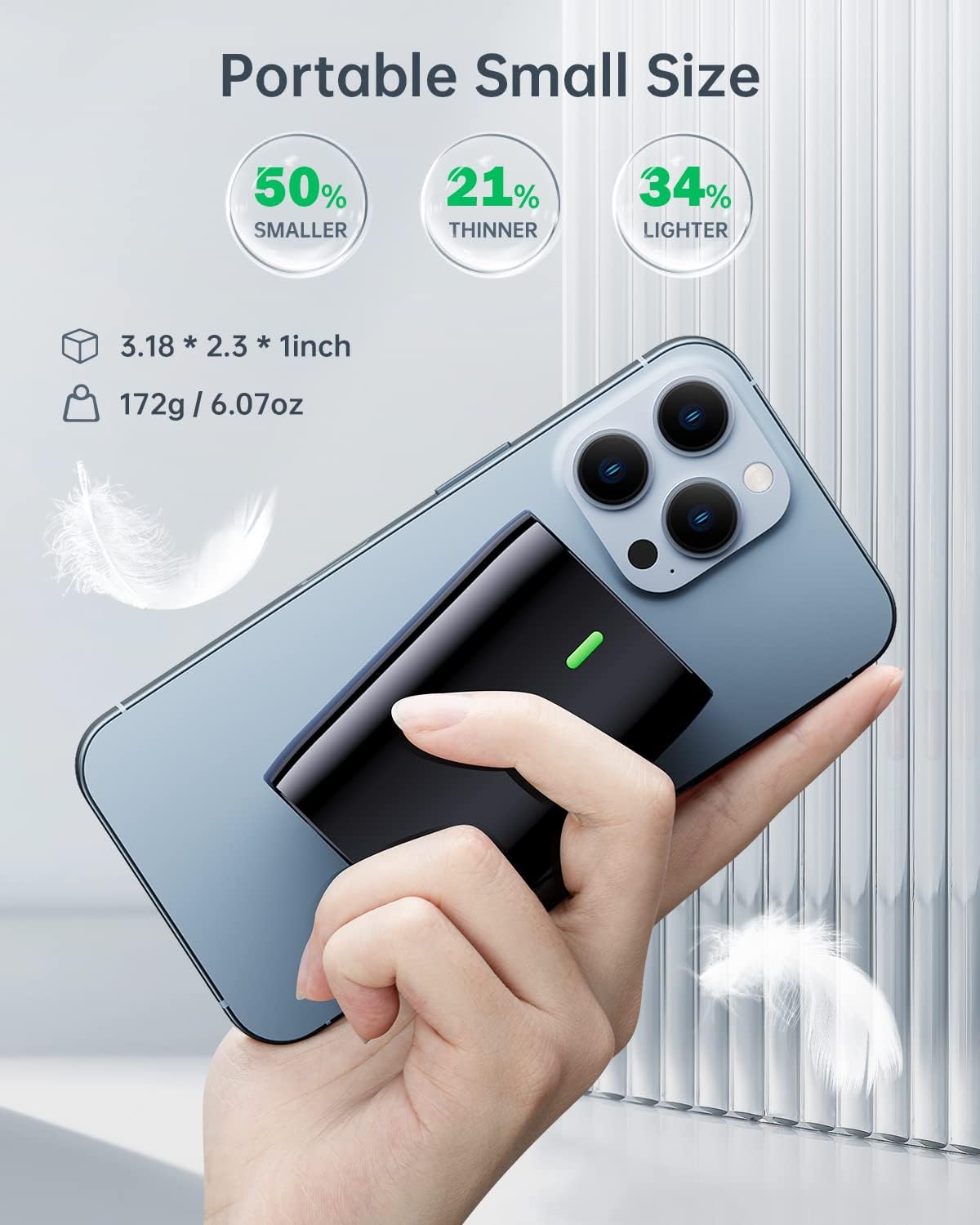 Coolreall Mini cargador portátil, banco de energía de 10000 mAh con pantalla LED, 3 A USB C (entrada y salida), cargador de batería de teléfono