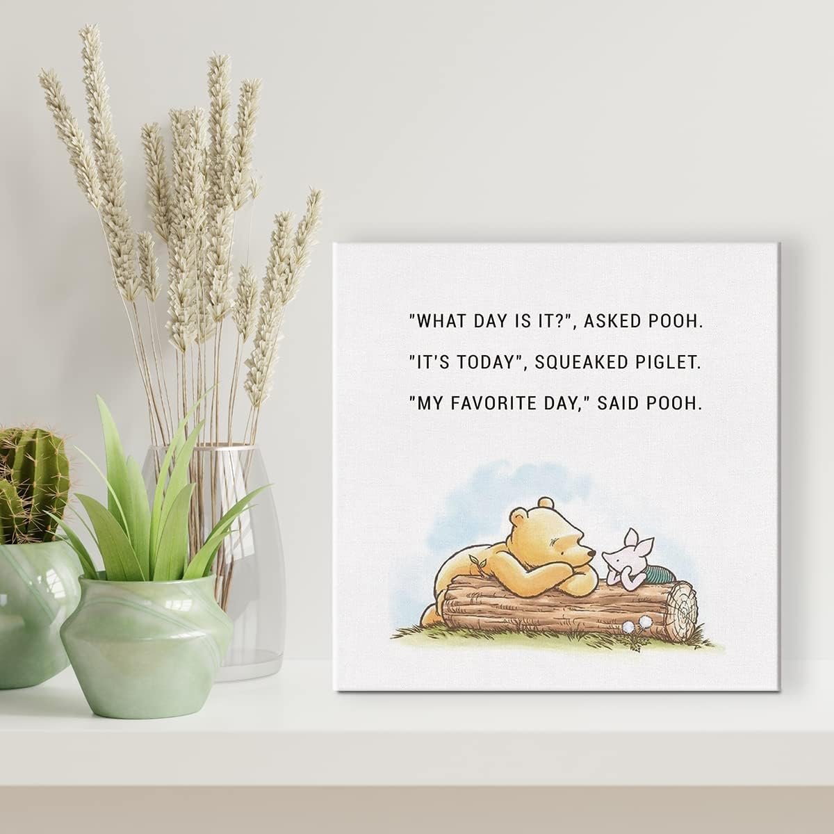 Lienzo decorativo clásico de Winnie the Pooh con frase en inglés What Day is It My Favorite Day (What Day is It My Favorite Day)