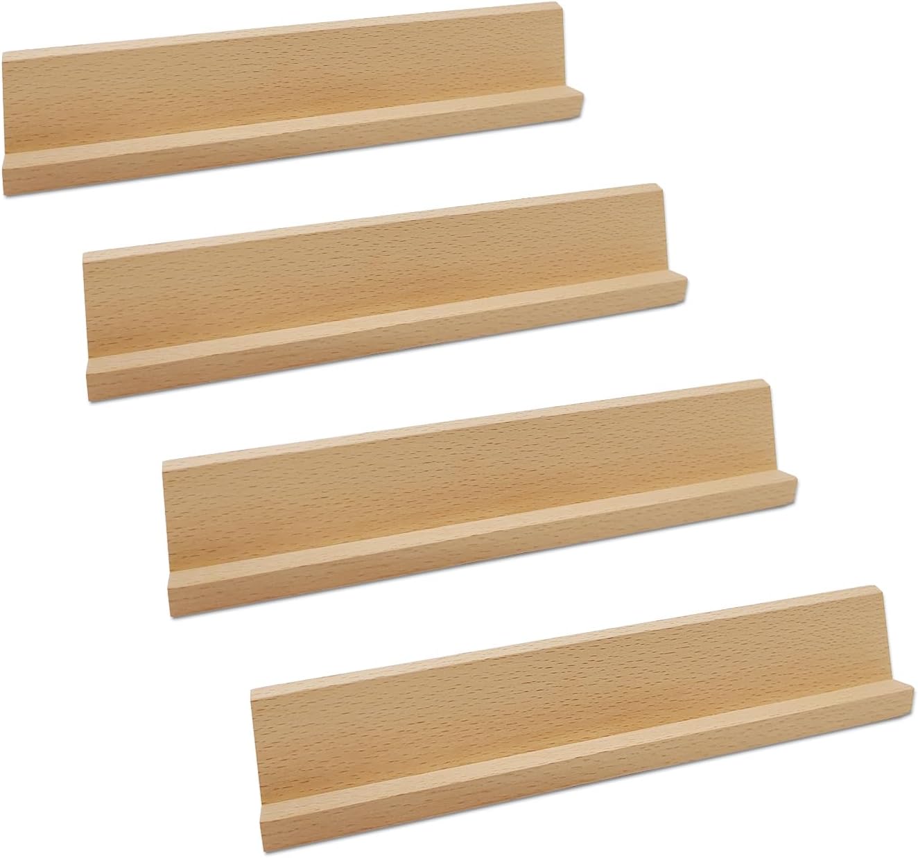 Juego de 4 bandejas de dominó de madera, juego de 4 soportes de dominó, 4 estantes de madera de haya para juego de azulejos de dominó, azulejos no