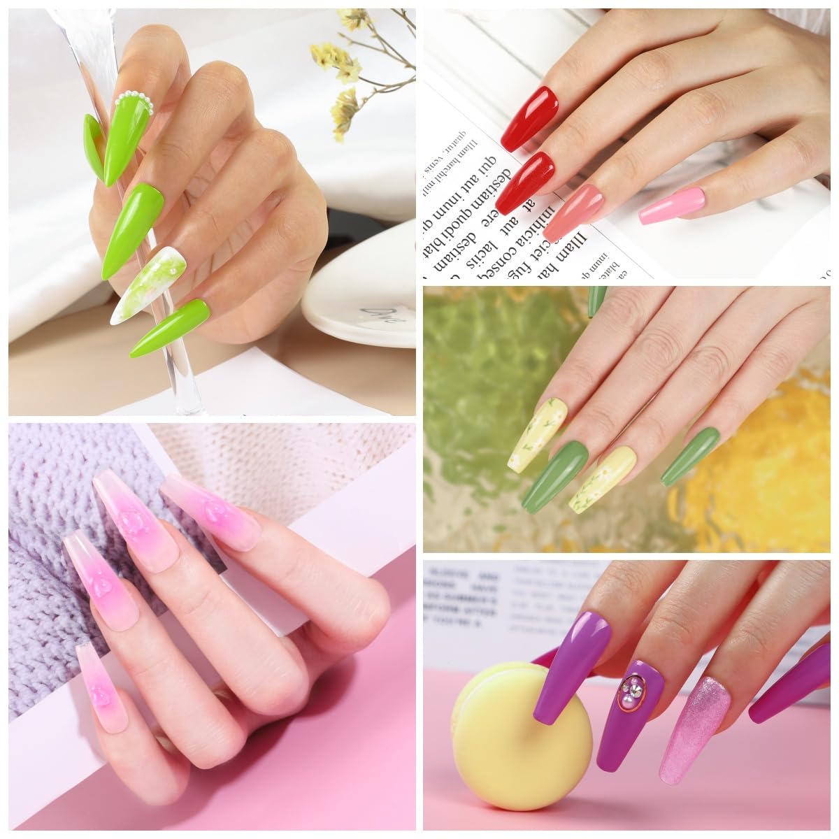 Kit de esmalte de uñas de gel con luz UV de Navidad, 3 piezas de gel de uñas de poliéster, 6 piezas, juego de esmalte de gel para todas las