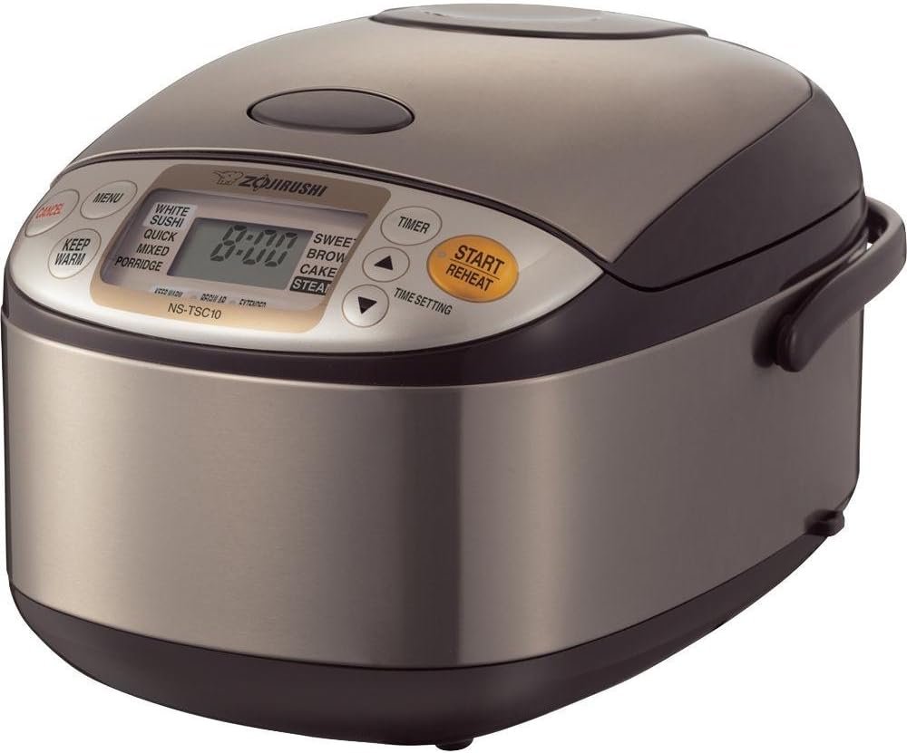 Zojirushi NS-TSC10 – Olla arrocera y calentador Micom de 5-12 tazas (sin cocinar), 1.0 litros, marrón inoxidable y NHS-06 de 3 tazas (sin cocinar),