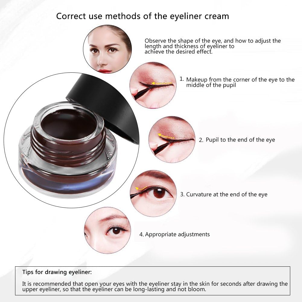 LJXWRF Delineador de ojos impermeable de doble color, paquete de 2 botellas, 2 en 1, delineador de ojos impermeable de doble color, delineador de