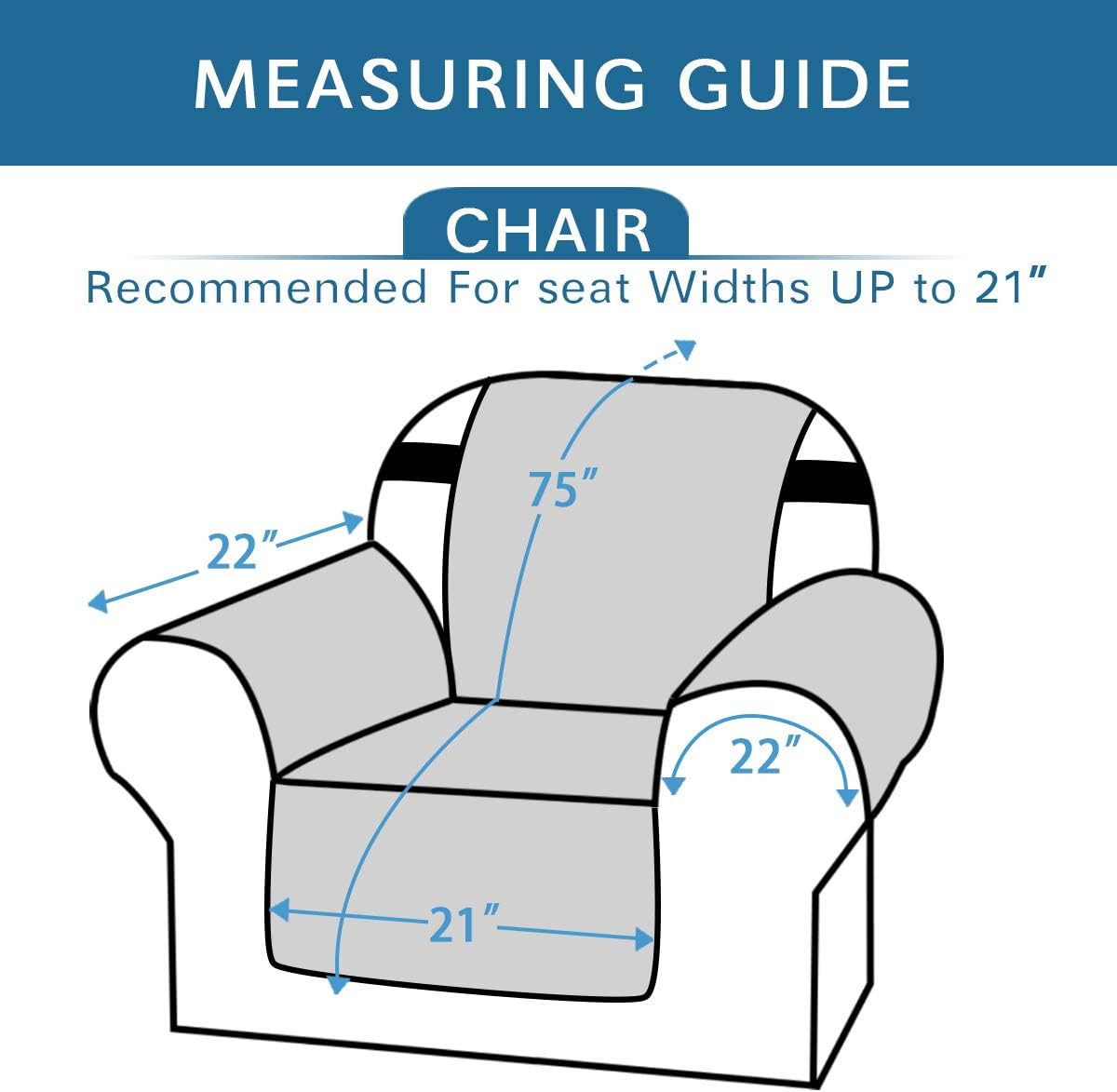 H.VERSAILTEX Funda reversible para silla, protector de muebles antideslizante, resistente al agua, con correas elásticas de 2 pulgadas, para