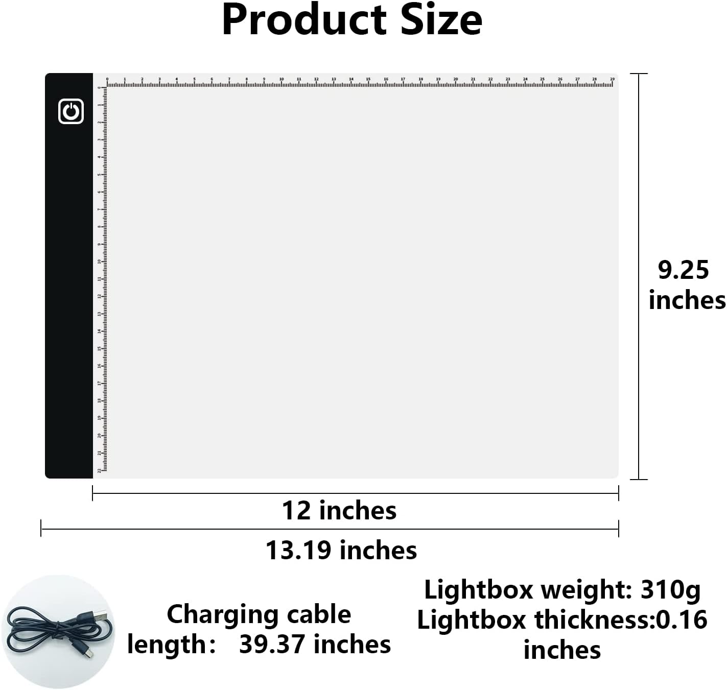 Caja de luz de trazado ultrafina A4, tableta portátil para manualidades 5D, pintura de diamante, artistas, dibujo, animación de bocetos (brillo