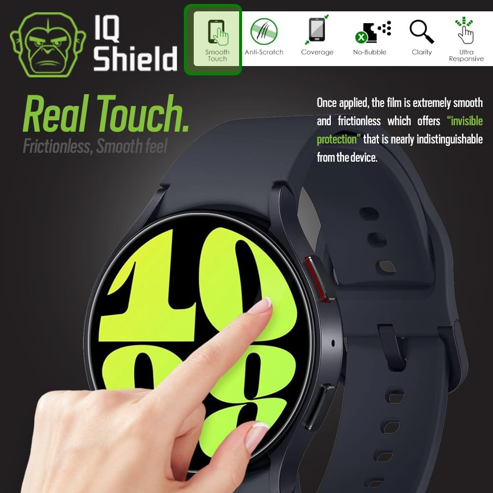 IQShield Protector de pantalla compatible con Samsung Galaxy Watch 6Galaxy Watch 5Galaxy Watch 4 (1.575 pulgadas) (6 unidades) (6 unidades)