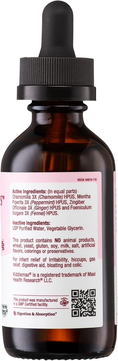 Maxi Health Homeopathic Gripe Water for Baby – Cólico infantil, hipo, alivio de gases  Gotas de acción rápida a base de hierbas de primera calidad