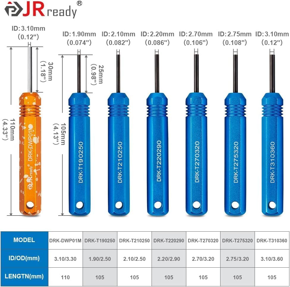 JRready ST5253-22 Kit de herramientas extractoras de pines-22PCS Herramientas de liberación de terminales para Deutsch, AMP, Molex, Delphi, TE, JST,
