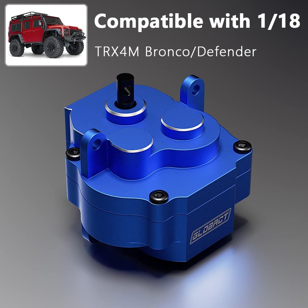 GLOBACT Caja de cambios de transmisión de aluminio con engranajes de transmisión de acero para 118 TRX4M piezas de actualización (azul)