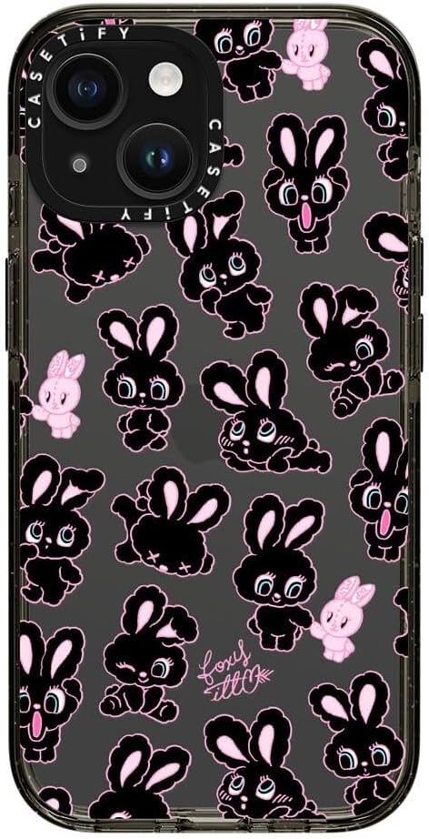 CASETiFY Impact – Funda para iPhone 15 4 veces probada contra caídas de grado militar, protección contra caídas de 8.2 pies, conejitos negros, negro