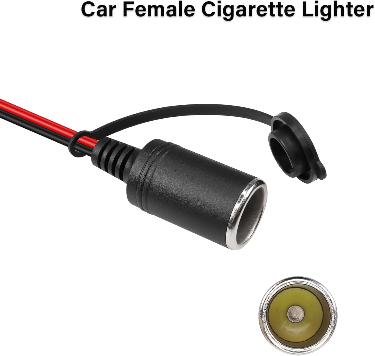 GINTOOYUN Encendedor de cigarrillos hembra de automóvil de 12 V a terminal de anillo tórico, enchufe de encendedor de cigarrillos con fusible de