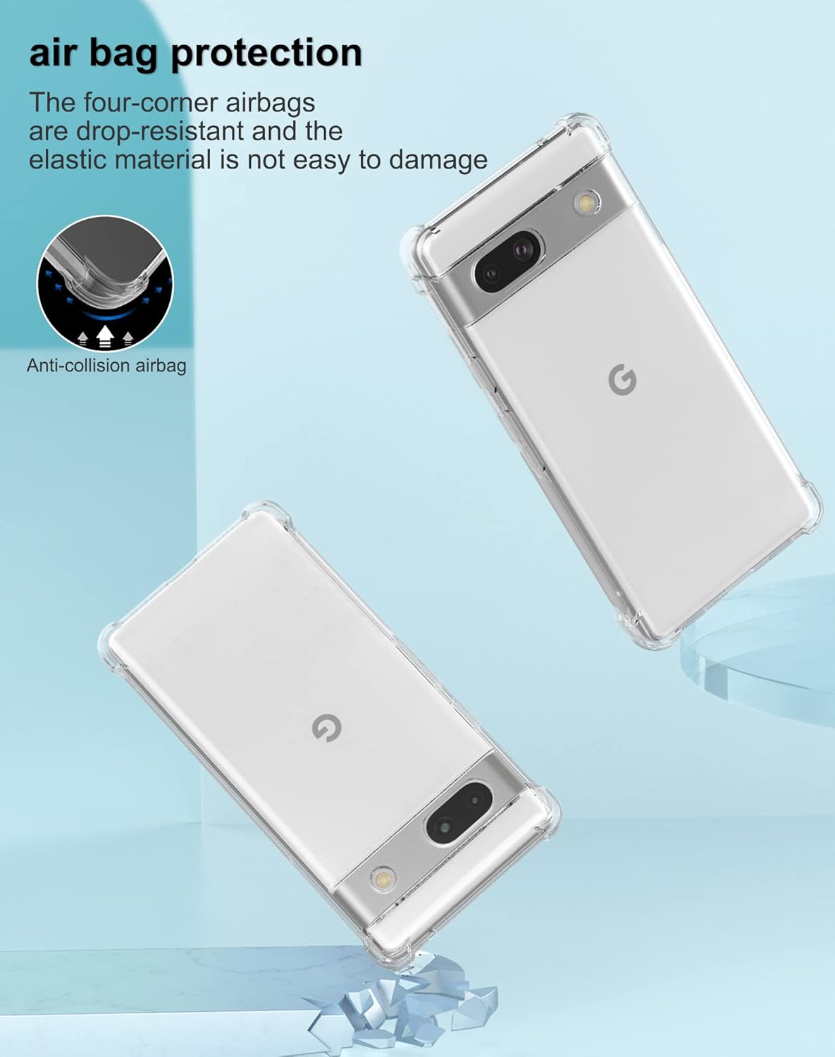 Foluu Funda para Google Pixel 7a, Pixel 7a, transparente, esquinas reforzadas resistentes a los arañazos, goma de poliuretano termoplástico, funda