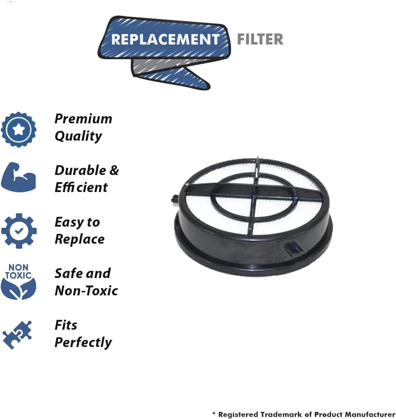 Pieza de repuesto para Bissell Borrador de pelo Turbo Rewind Filtro de motor de poste de vacío funciona con 27909 Ligero, Rebobinado automático del