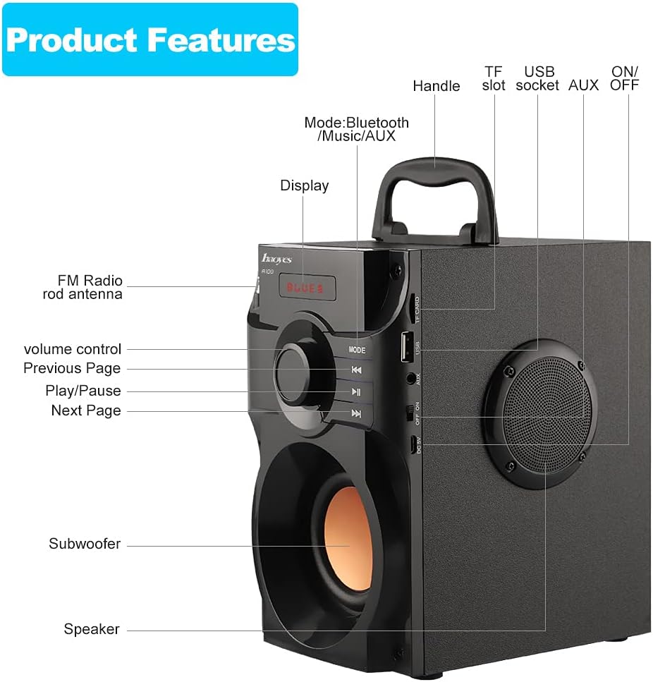 Altavoz Bluetooth portátil 10 W estéreo inalámbrico de graves pesados Bluetooth altavoz al aire libre subwoofer reproductor de MP3 para