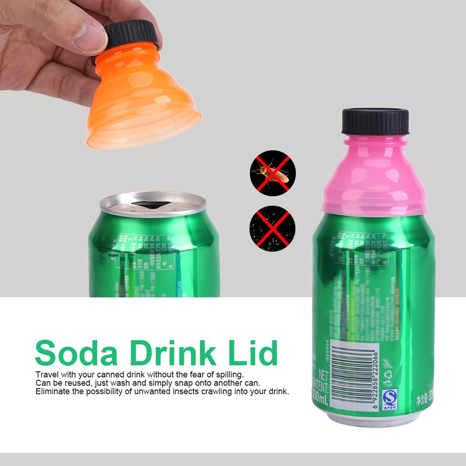 6 tapas reutilizables para botellas de latas a presión para tapa, reutilizables, para picnic, playa, reunión familiar, fiesta, se puede utilizar