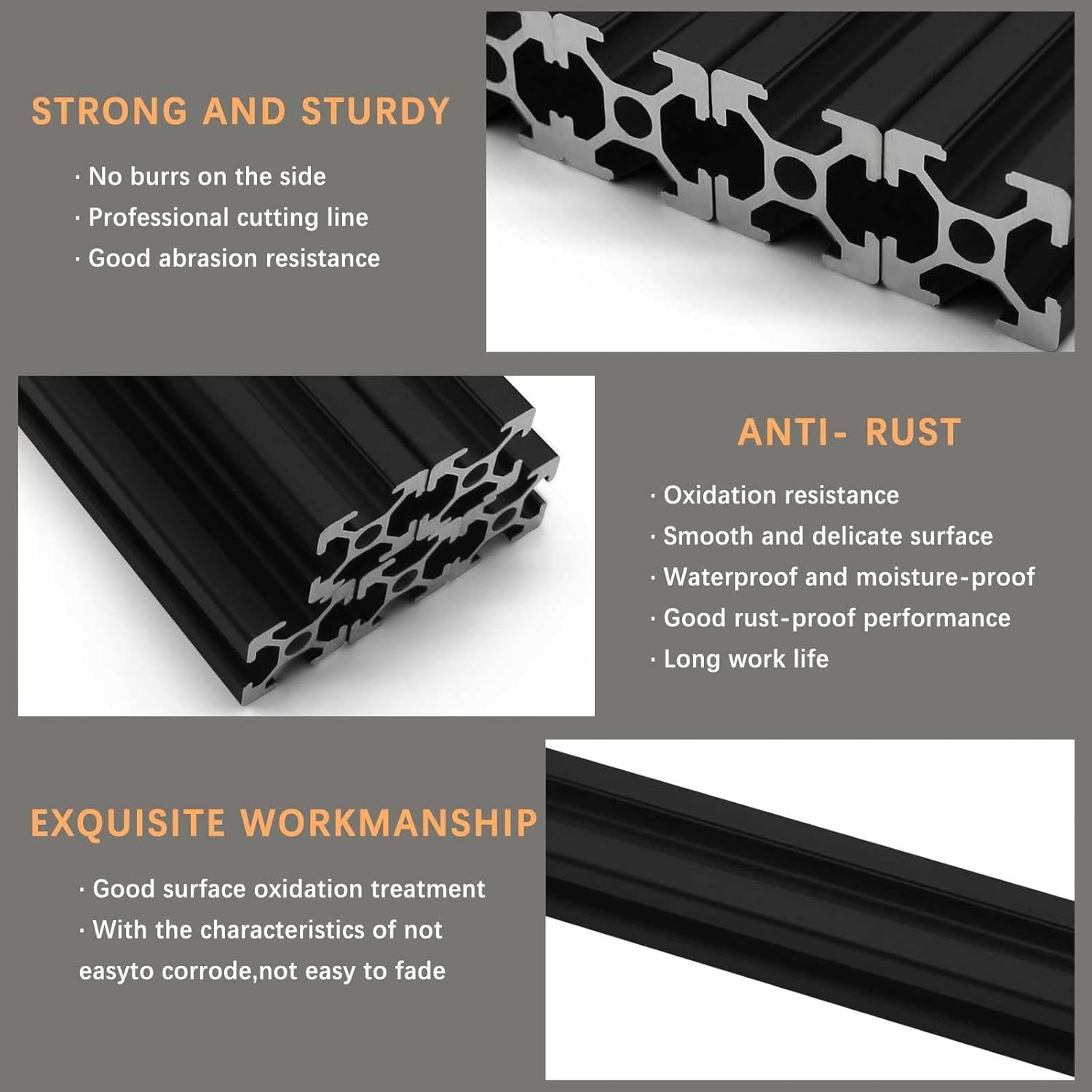 10 piezas de extrusión de aluminio 2020 con ranura en T, estándar europeo, 31.496 in (31.4 pulgadas) de longitud, aluminio extruido anodizado para