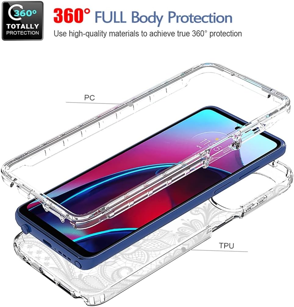 Tothedu XT2211 – Funda para Moto G Stylus 2022 4G, funda con protector de pantalla de vidrio templado, funda protectora de cuerpo completo con