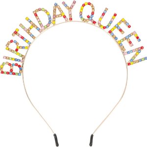 CURASA Diademas de cumpleaños Queen para mujer, corona de diamantes de imitación arcoíris para niñas, tiara colorida, diadema de cumpleaños, tiara CURASA Diademas de cumpleaños Queen para mujer, corona de diamantes de imitación arcoíris para niñas, tiara colorida, diadema de cumpleaños, tiara