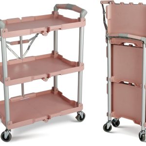 Olympia Tools Carrito de servicio plegable N Roll de 89-350, capacidad de 150 libras, 3 niveles, rosa Olympia Tools Carrito de servicio plegable N Roll de 89-350, capacidad de 150 libras, 3 niveles, rosa
