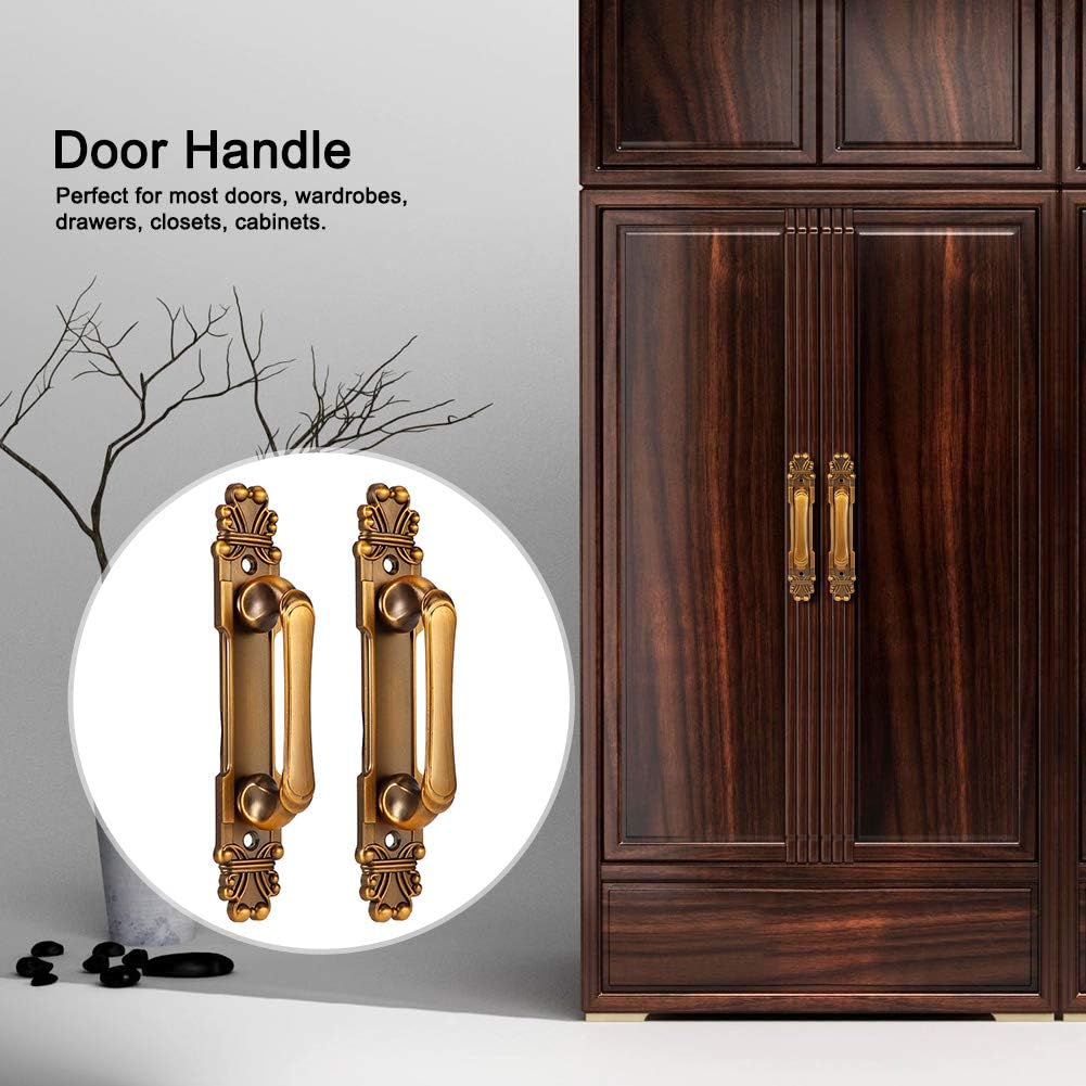 TOPINCN 2 manijas de puerta, estilo europeo, estilo antiguo, manija de aleación de zinc, manija de armario, puerta de granero, accesorios de entrada