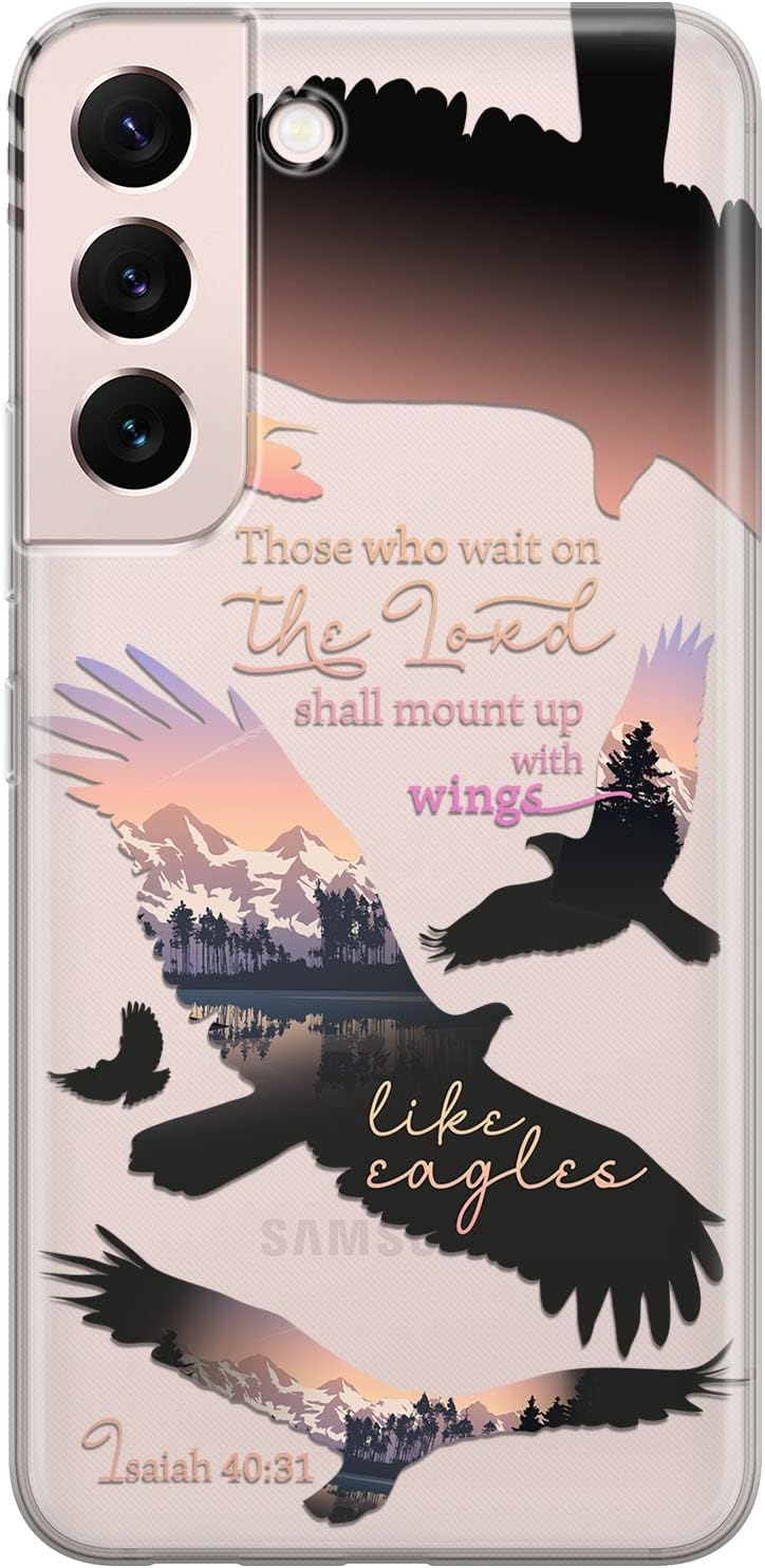 Cavka Funda para teléfono compatible con Samsung Galaxy S23 Ultra S22 S21 FE 5G S20 Note 20 10 Plus parachoques con frase de las Escrituras con
