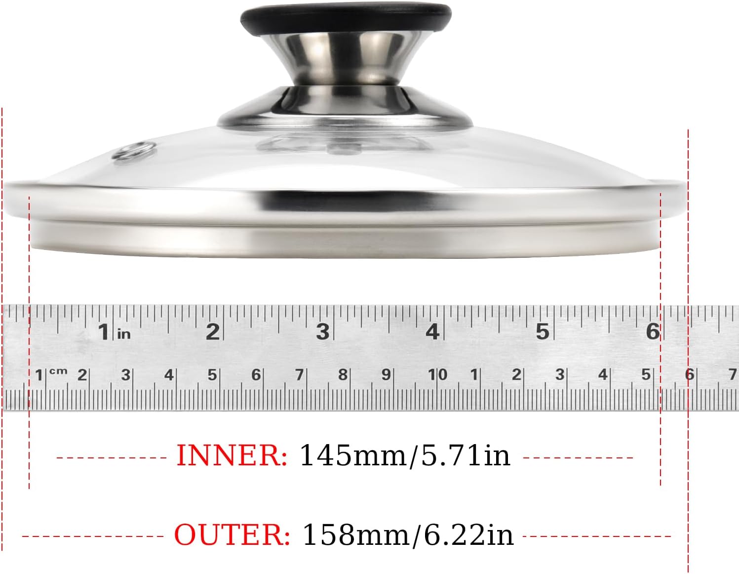 Tighall Tapa de vidrio templado con orificio de ventilación de vapor y mango resistente al calor, se adapta a utensilios de cocina de 6 pulgadas de