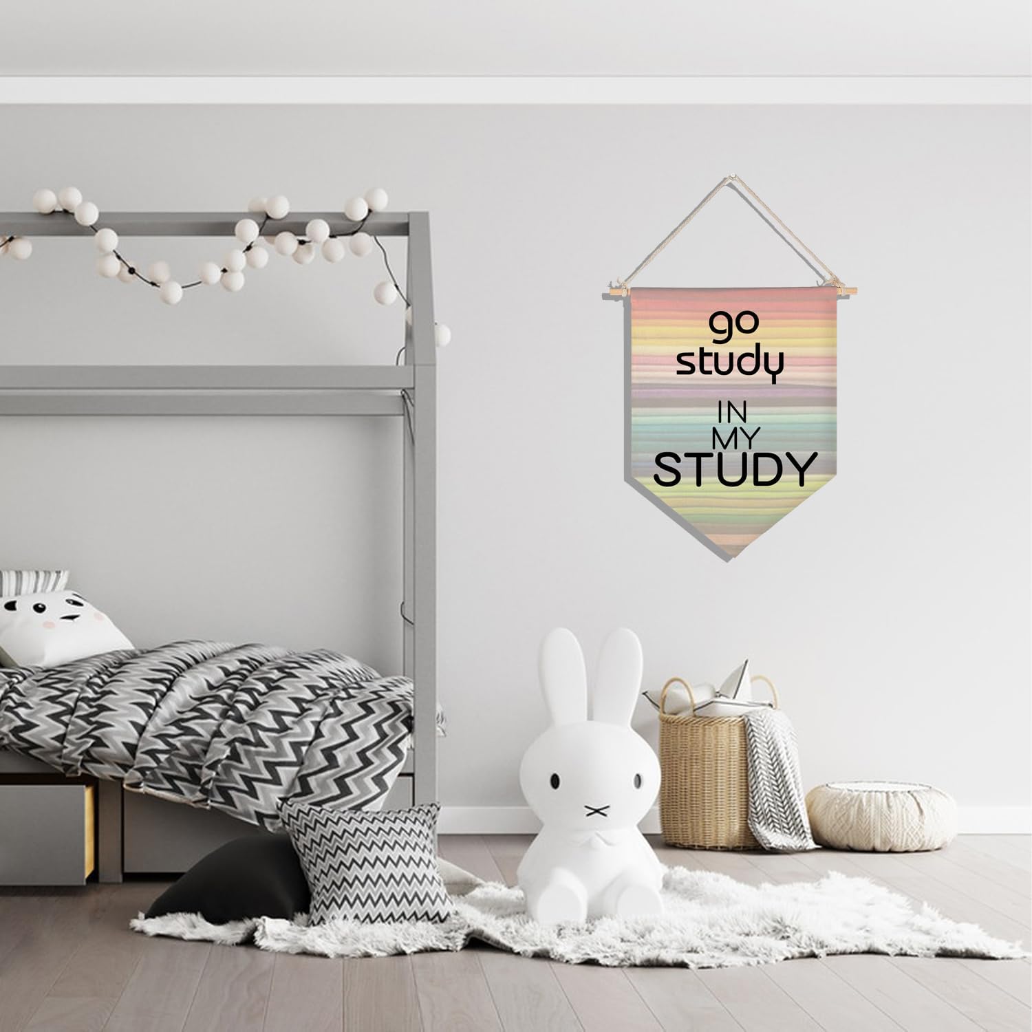 Decoración para el aula, póster decorativo con texto en inglés Go Study in My Study, banderín colgante para puerta, cartel colorido con citas