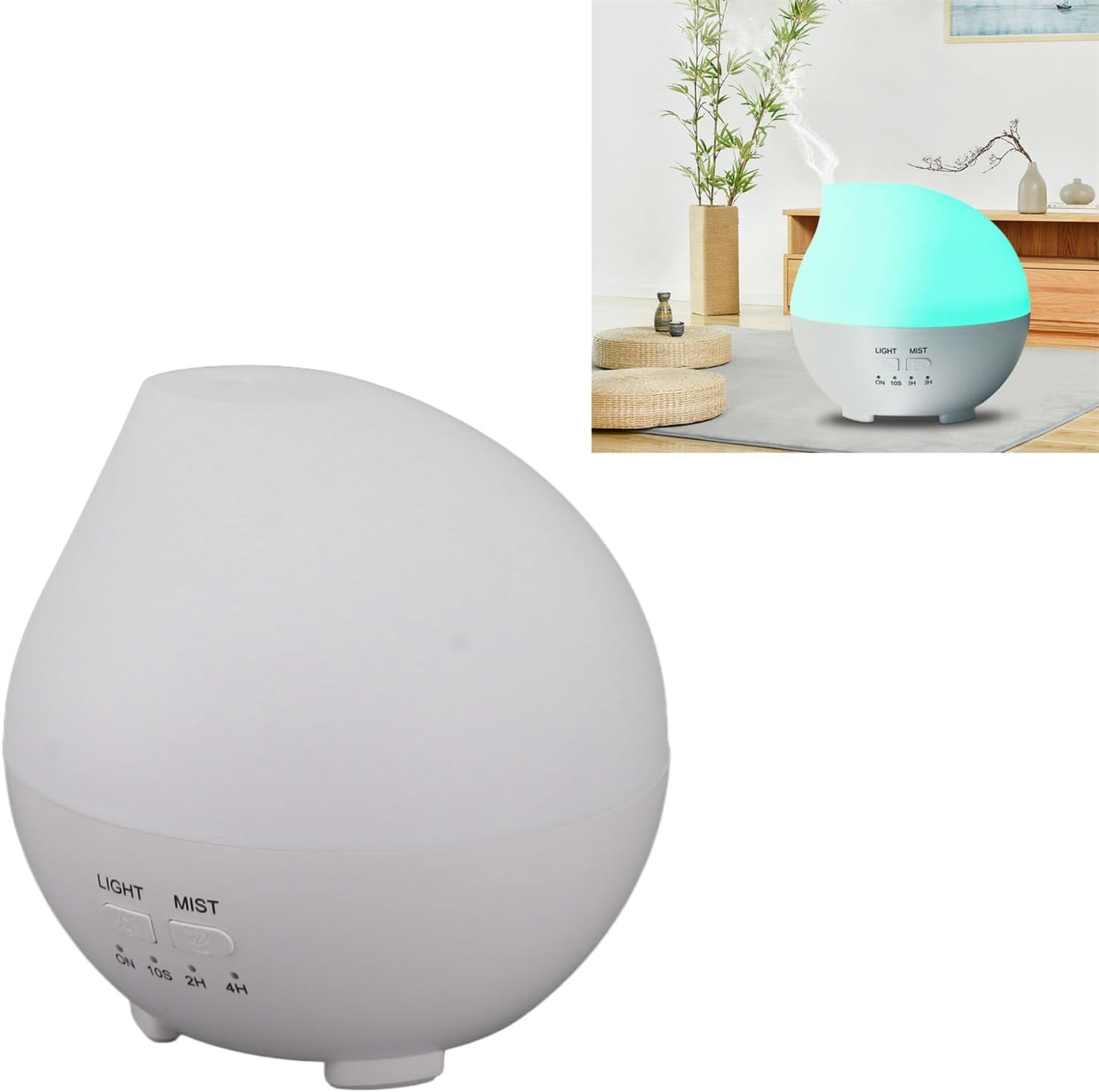 Difusor ultrasónico de aromaterapia, 7 luces LED de color, operación silenciosa, diseño portátil, capacidad del tanque de agua de 10.1 fl oz