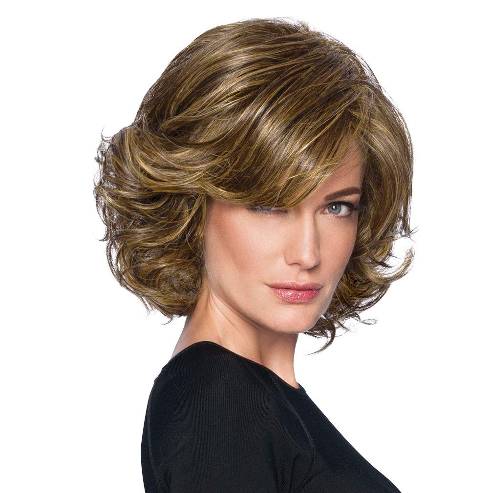 Moderna Peluca Flair Color R11S+ ACristalada MOCHA – Pelucas de pelo de longitud media en capas de onda suave Bob Tru2Life sintético resistente al