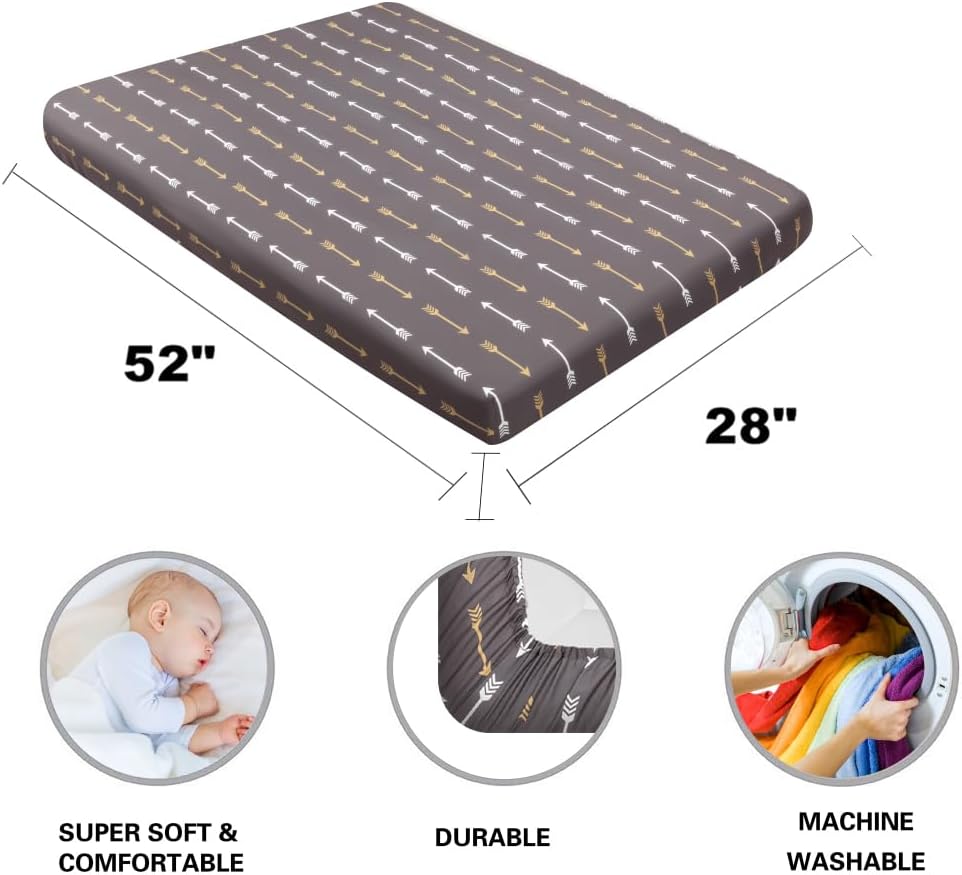 Juego de 4 sábanas ajustables unisex para cuna de bebé, diseño de animales del bosque del bosque, de madera, neutro, para bebés, niños o niñas, zorro