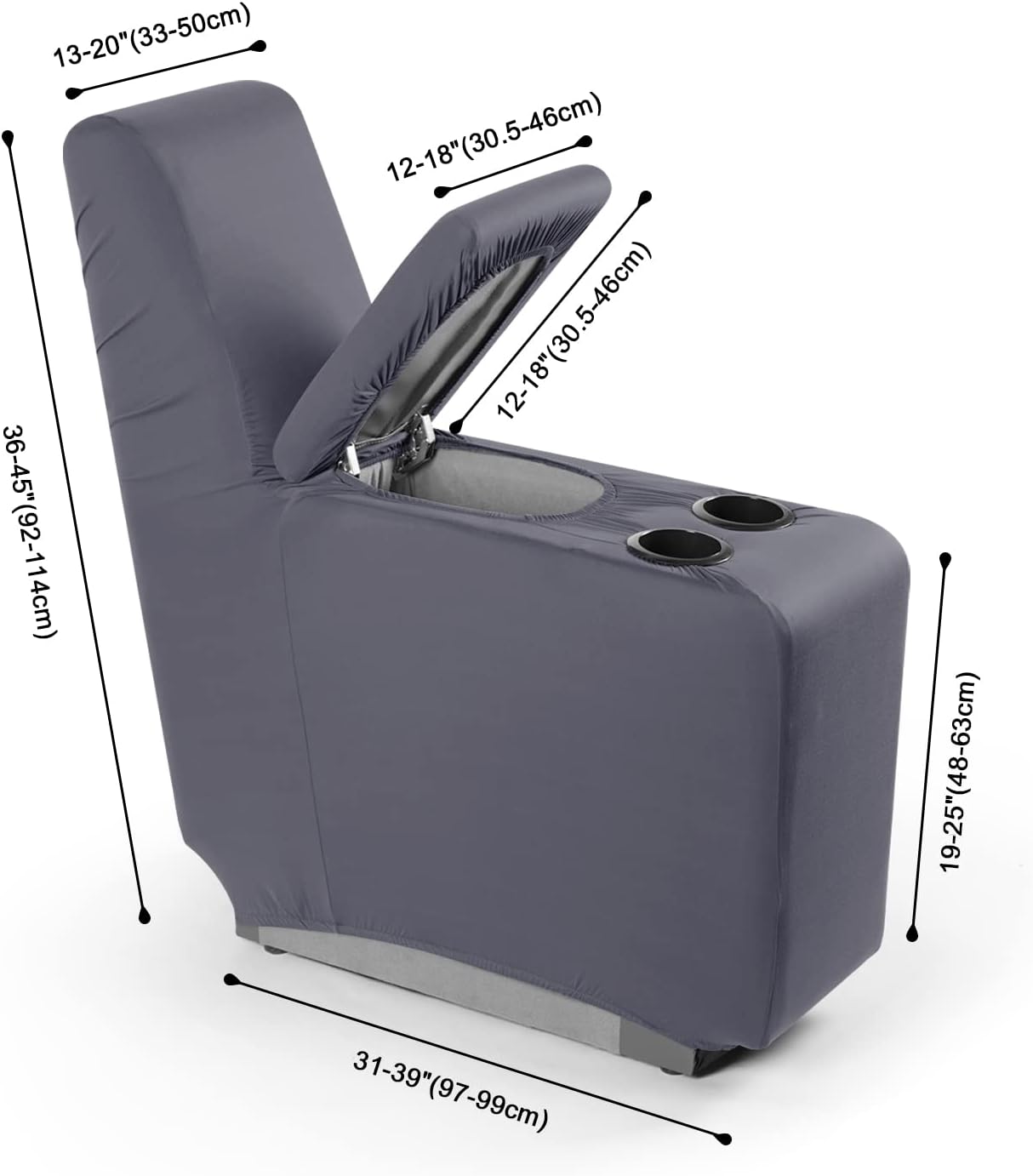 TAOCOCO Sofá reclinable con funda de consola central, 4 piezas de tela de poliéster elástica para sofá reclinable (gris claro, 1 funda de consola