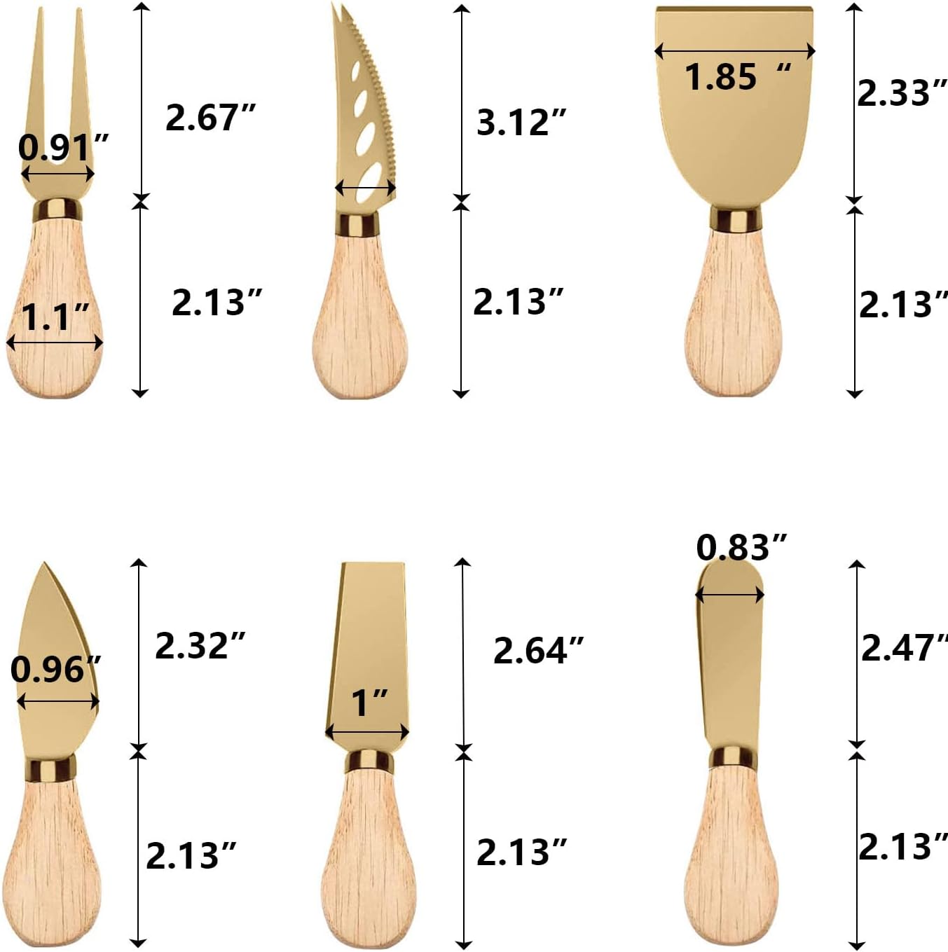Yeeper Juego de cuchillos esparcidores de queso de madera, cuchillos de mantequilla con mango de madera para queso, kit de accesorios de tablero de
