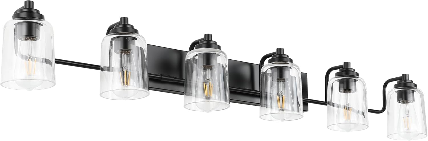 SOLFART 6 luces de tocador para espejo negro accesorios de baño negro lámpara de tocador lámpara de baño accesorios de pared montaje en pared 50