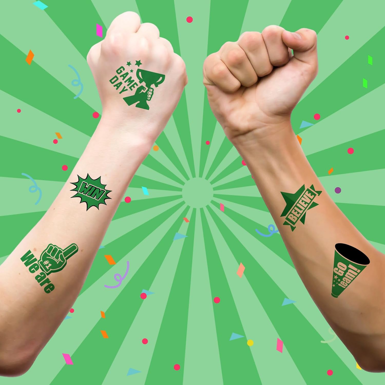 Demissle 200 tatuajes temporales de espíritu de equipo, porristas número 1, tatuajes temporales de sóftbol, fútbol, béisbol, tatuajes faciales y