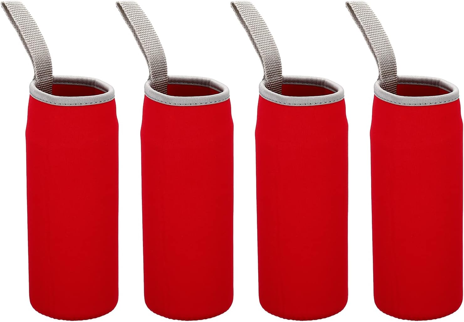 PATIKIL Funda para botella de agua de 2.559 in x 7.087 in, paquete de 4 bolsas de neopreno aisladas para botellas con correa para los dedos, color