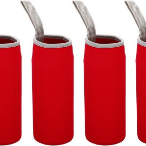 PATIKIL Funda para botella de agua de 2.559 in x 7.087 in, paquete de 4 bolsas de neopreno aisladas para botellas con correa para los dedos, color PATIKIL Funda para botella de agua de 2.559 in x 7.087 in, paquete de 4 bolsas de neopreno aisladas para botellas con correa para los dedos, color