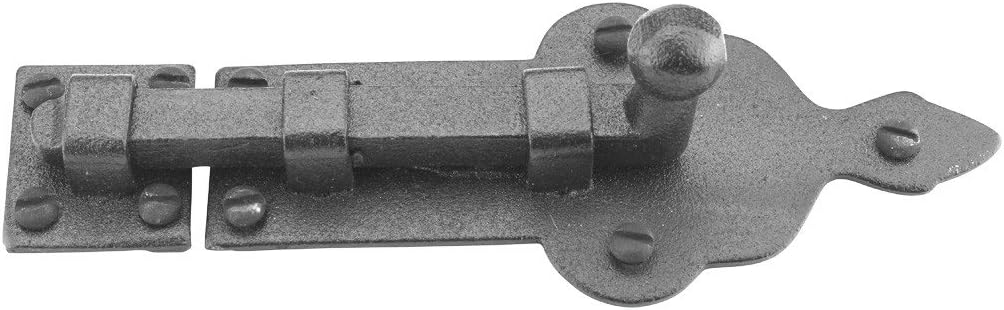 Renovators Supply Manufacturing Pestillo deslizante 3 34 pulgadas. Perno deslizante estilo punta de bola de hierro forjado negro con accesorios de