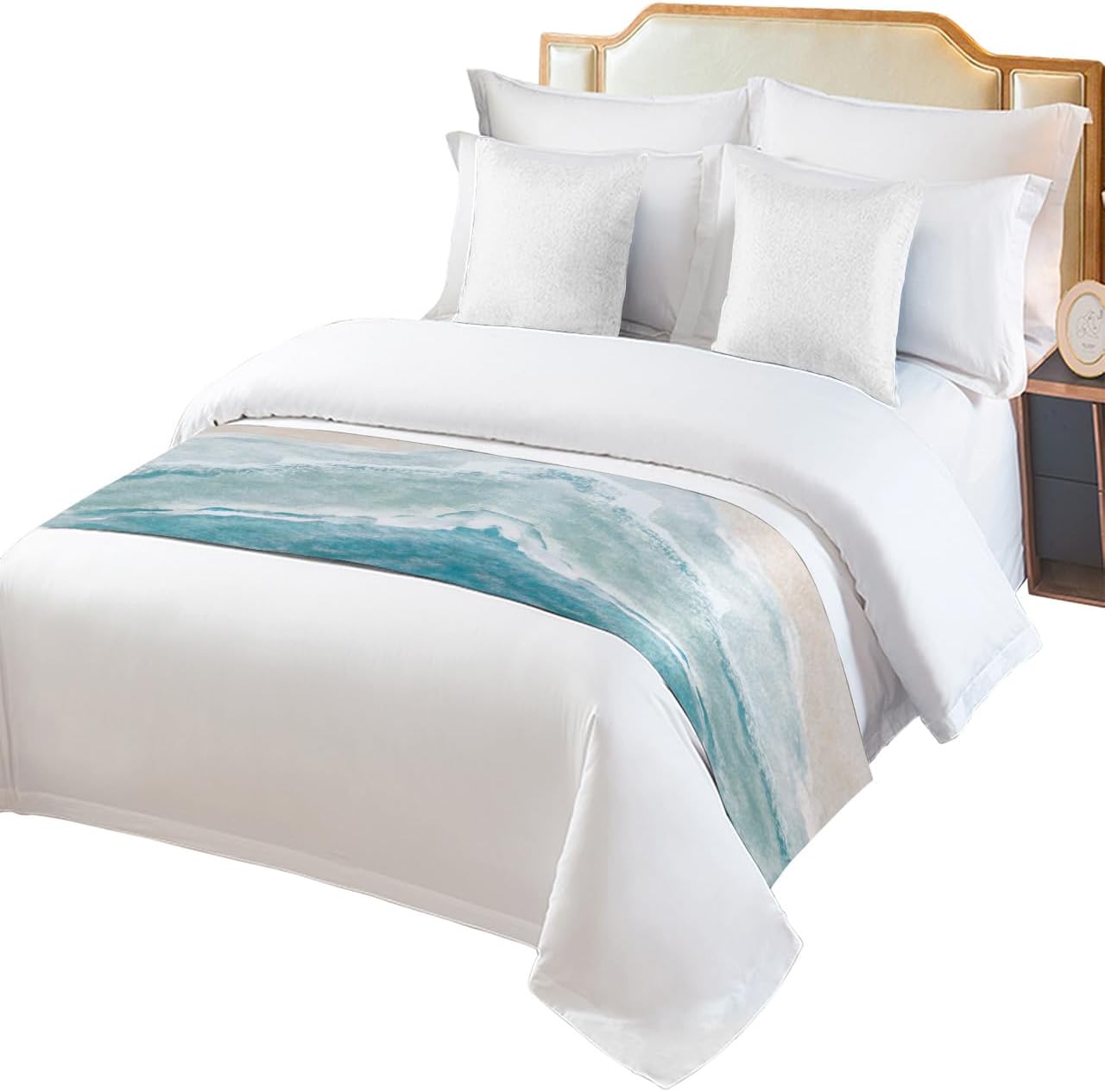 Caminos de cama de playa de verano para cama de tamaño individual, mantas decorativas costeras para pie de cama, manta de cama náutica náutica color