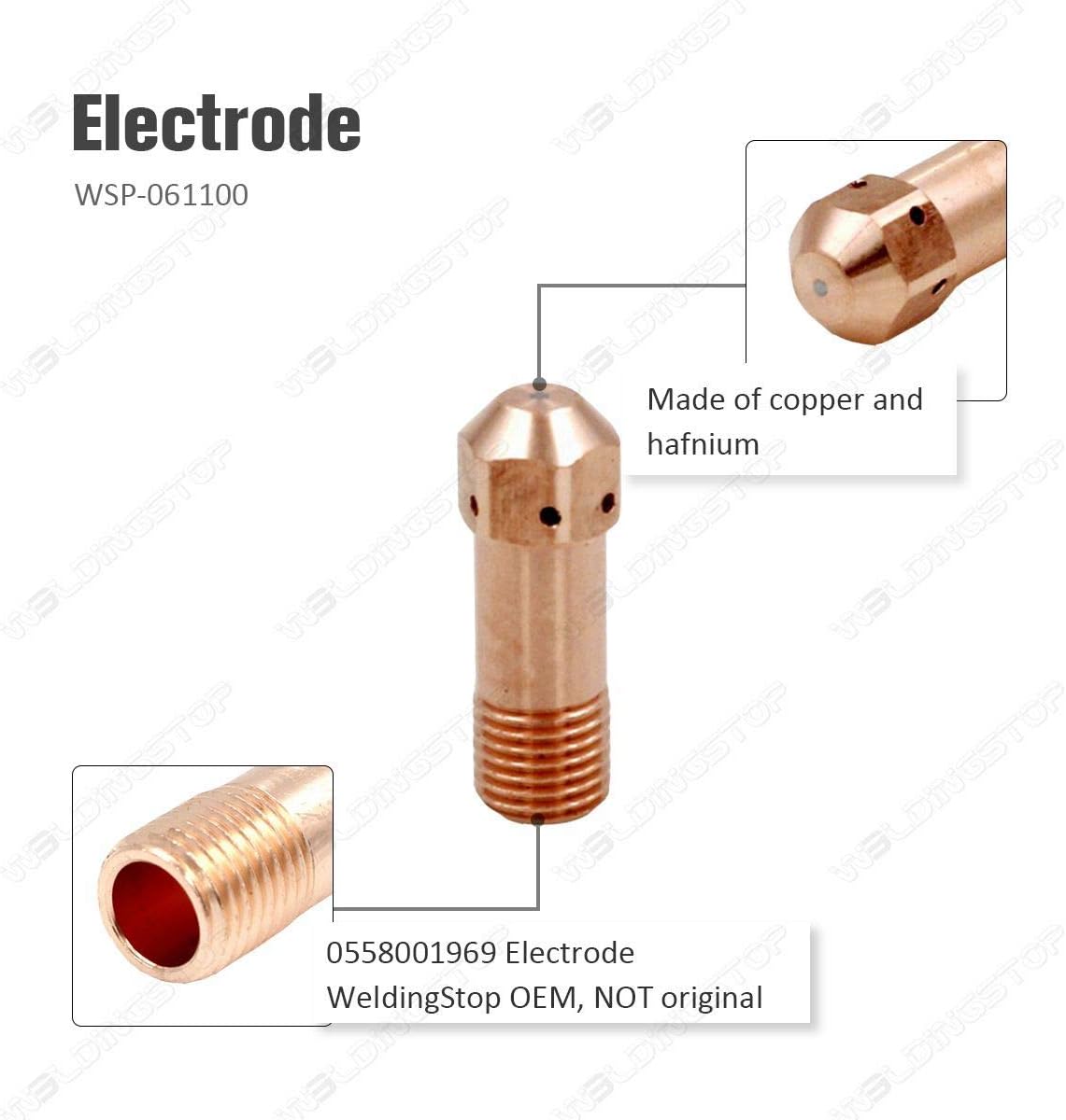 Electrodo 0558001969 y boquilla 0558002908 punta 0.039” 0.039 in 40A para antorcha Plasma Cutting ESAB PT-32