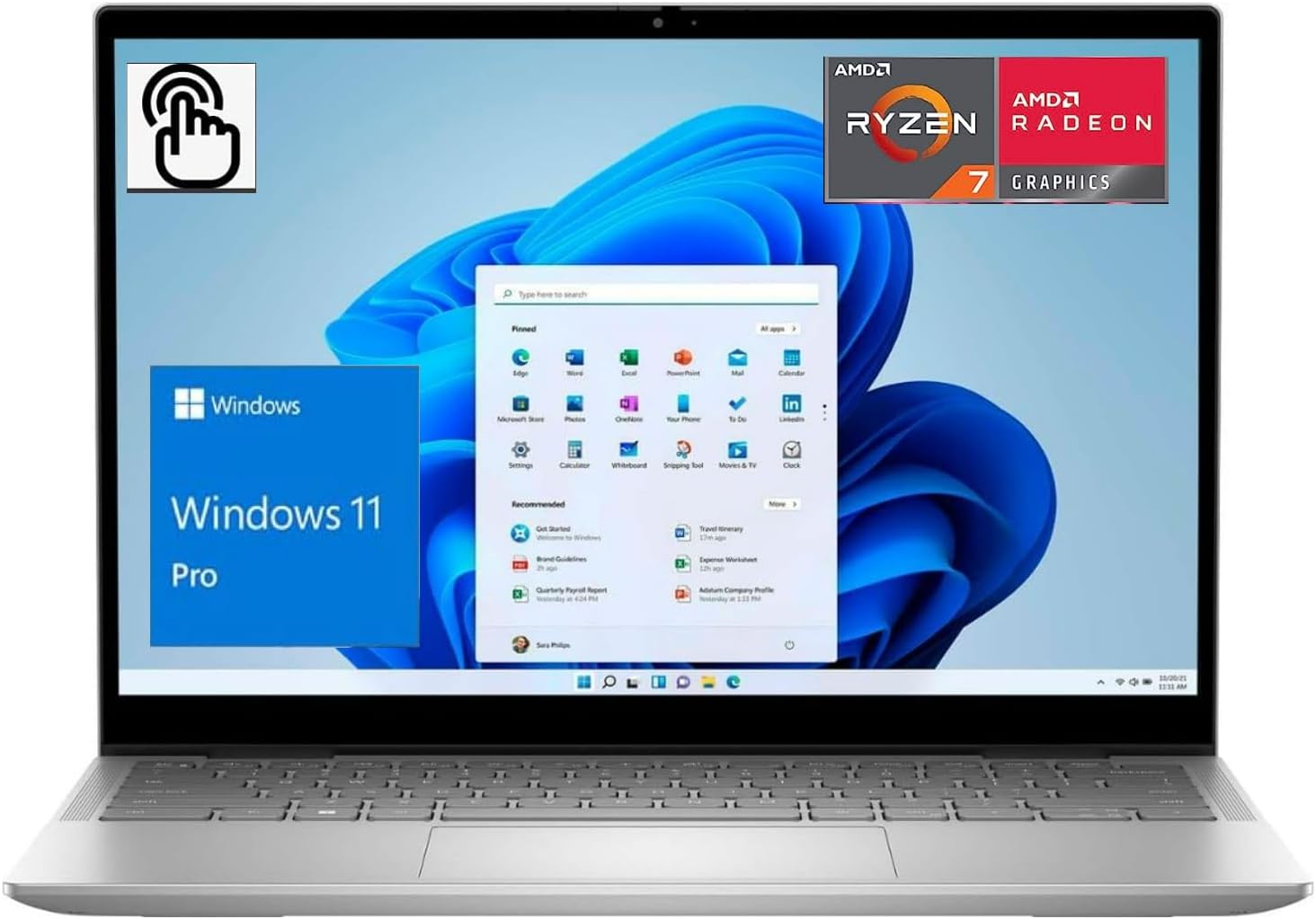 Dell Computadora portátil de negocios Inspiron 14 5425 2023, AMD Ryzen 7 5825U, pantalla táctil de 14 pulgadas 1610 FHD+ (1920 x 1200), pantalla