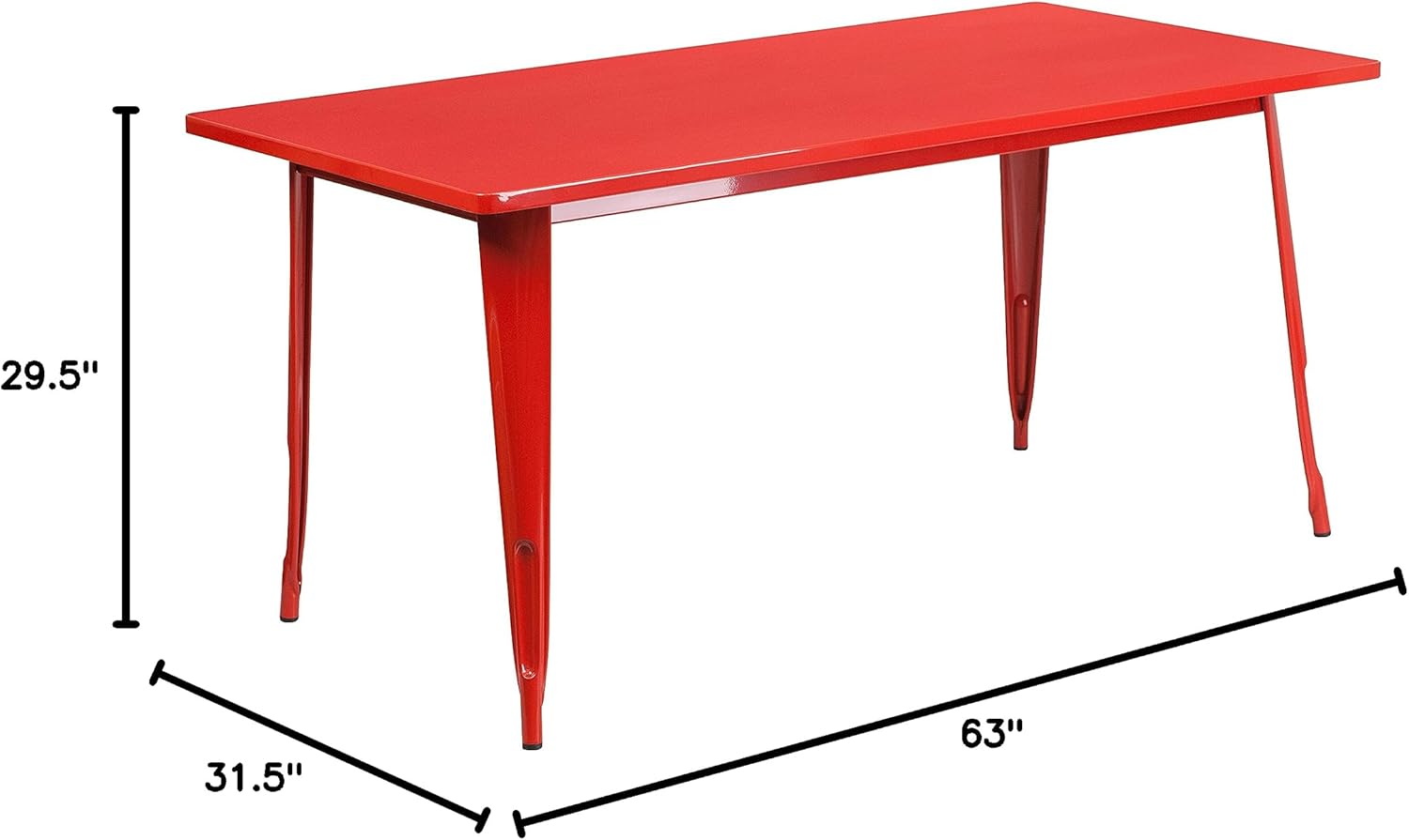 Flash Furniture – Mesa rectangular de metal para interior o exterior (31.5 x 63.0 pulgadas), NA, Rojo