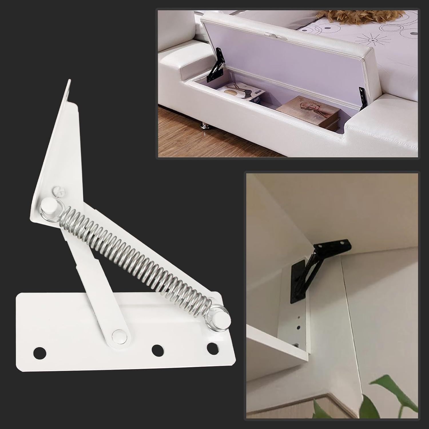 YIDELAI Soporte de bisagra de elevación (1 par) plegable tipo caja de resorte bisagra de soporte de bisagra de soporte ángulo de despliegue de 80