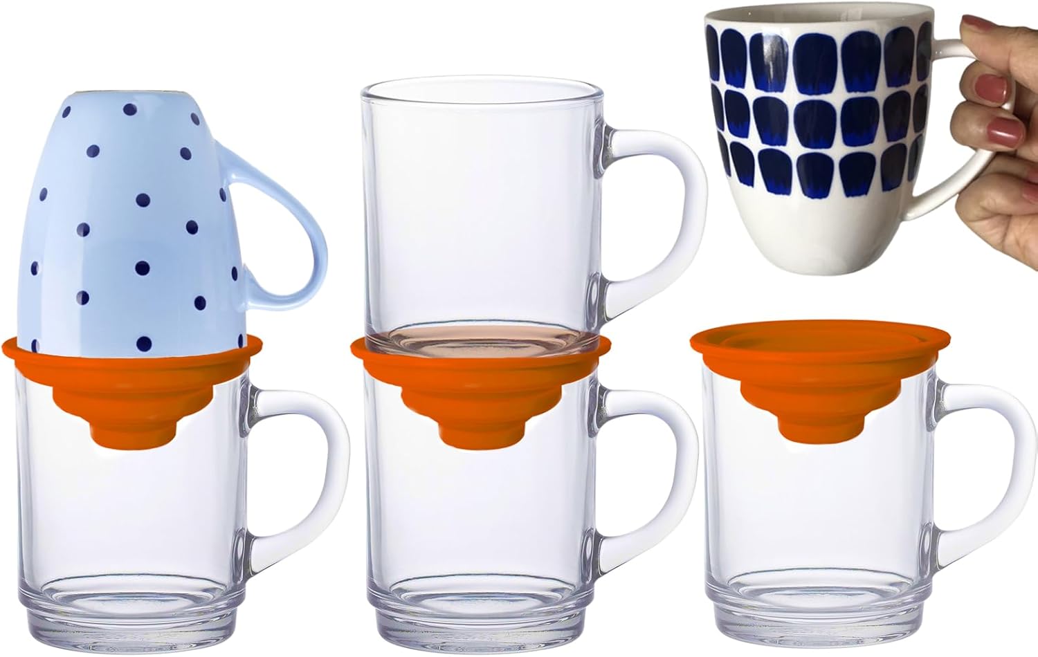 Organizador de estantes para armario de cocina y despensa, solución de almacenamiento expandible y apilable para tazas de té y tazas de café, ahorra