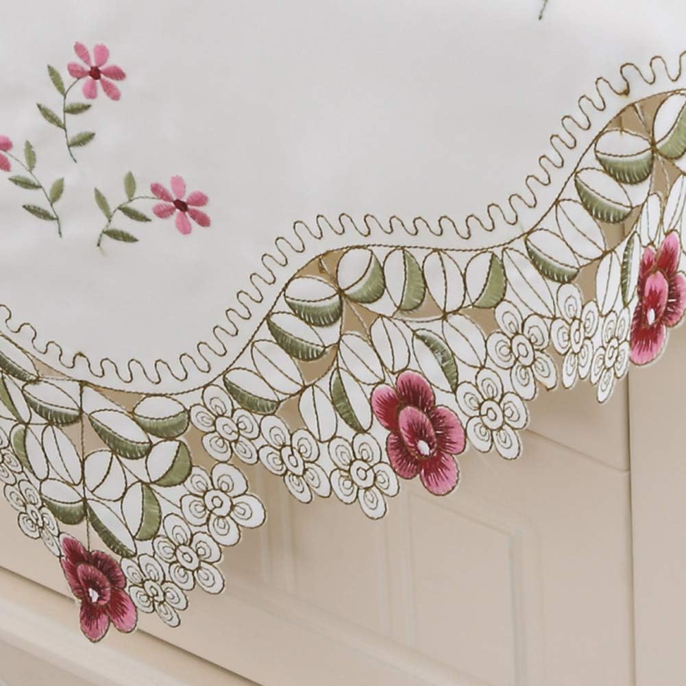 HOLY HOME Mantel navideño 100% poliéster bordado encaje rosa tela pastoral decoración del hogar (rosa, 59 x 86 pulgadas)
