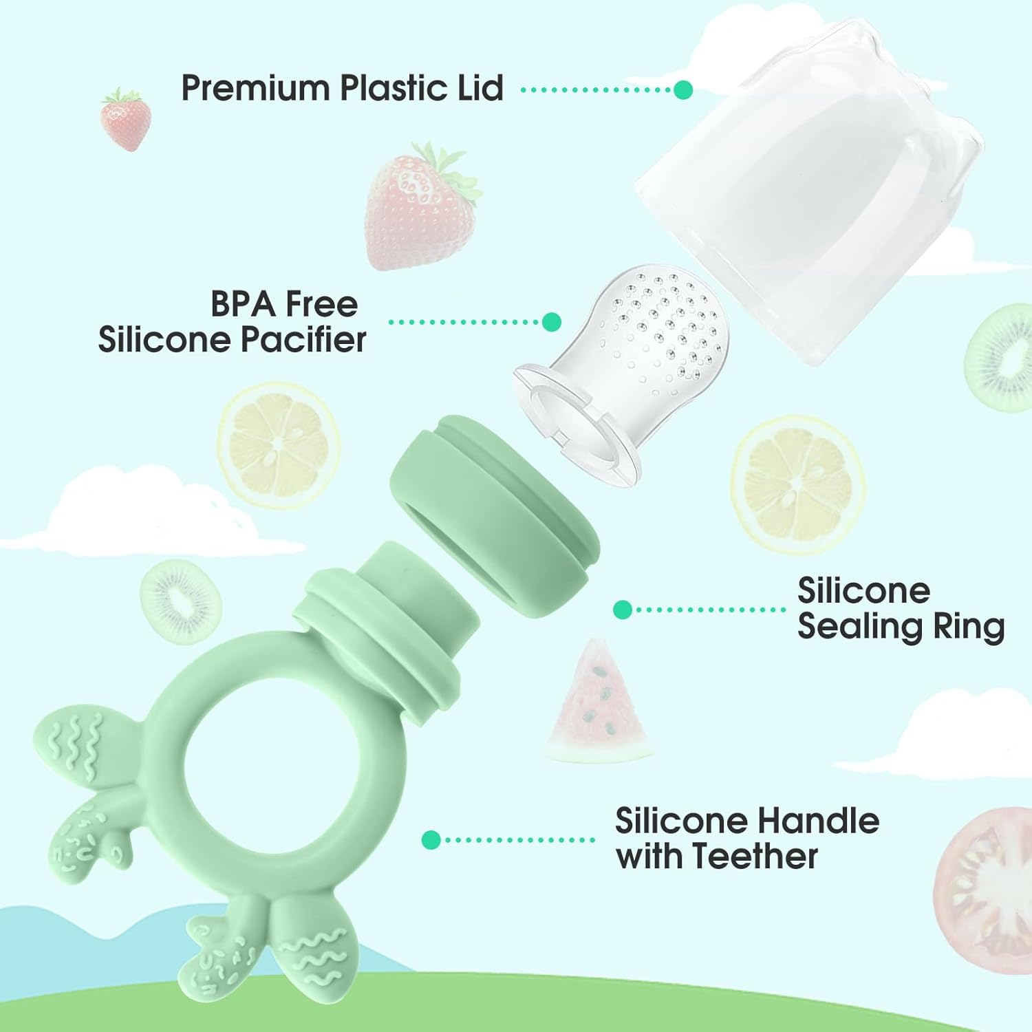 2 juegos de moldes de silicona para paletas de leche materna con alimentador de alimentos para bebés, sin BPA, chupete con bandeja de hielo