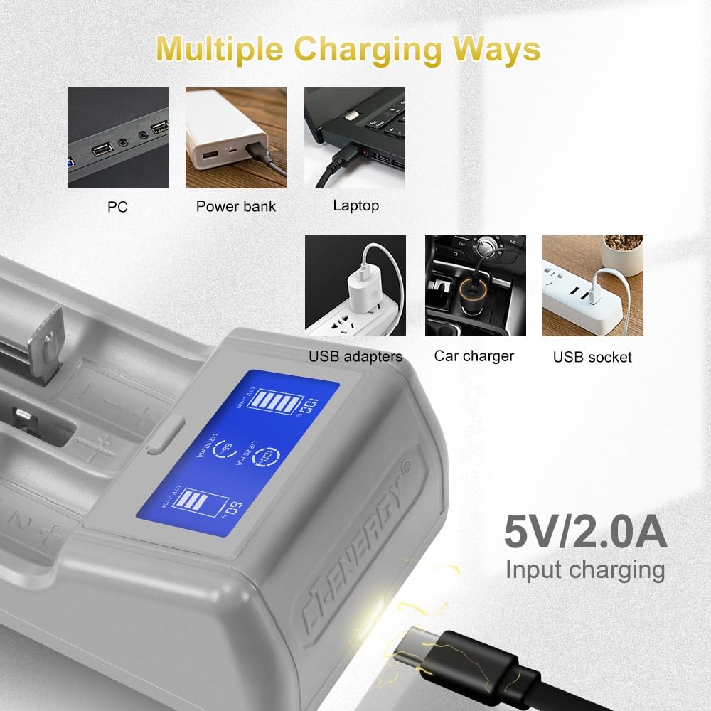Cargador de batería inteligente LCD con pilas AAA recargables, paquete de 4, batería triple AAA recargable de litio de 1.5 V, 1200 mWh, recargable